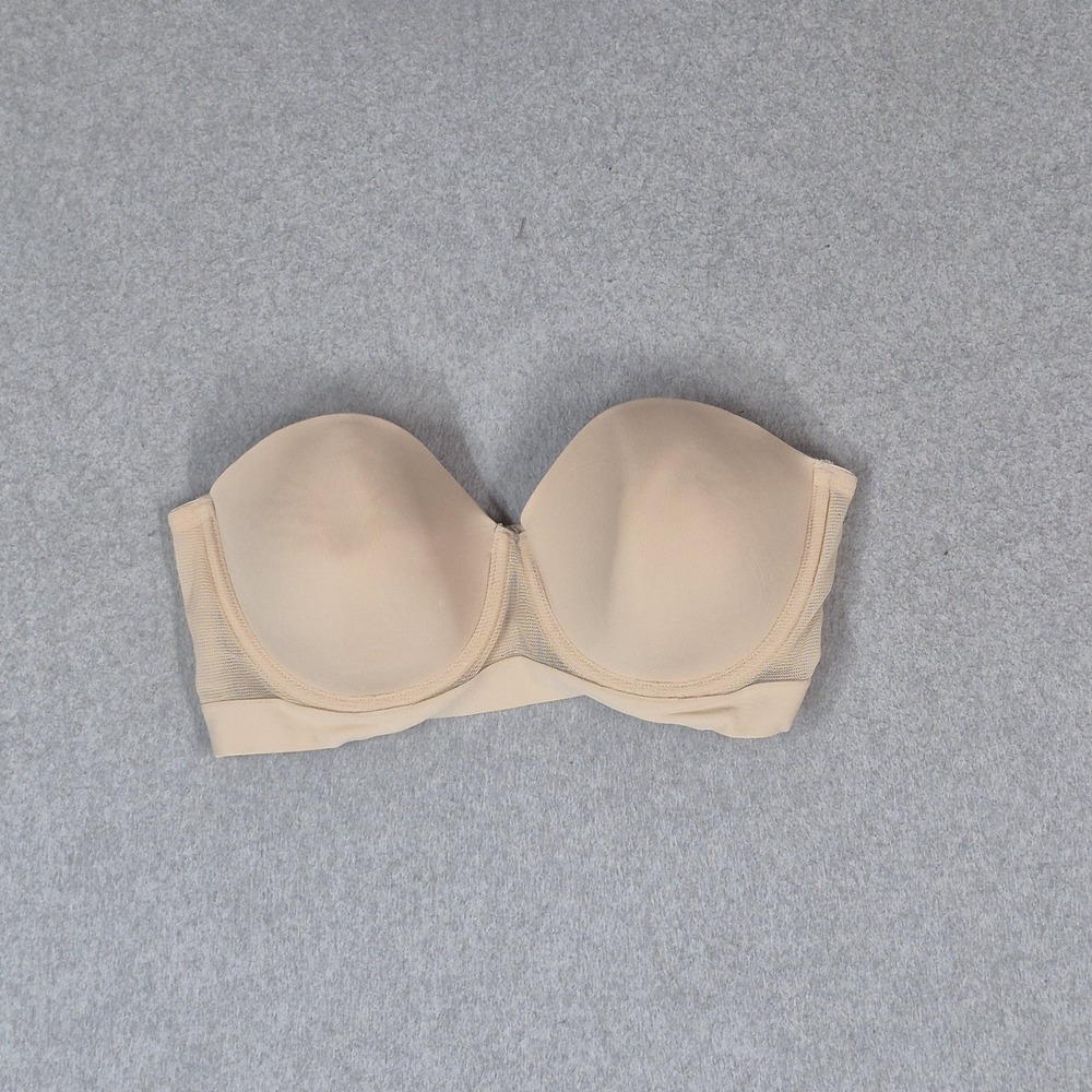 Lively Women Bra 34D Beige Underwired Strapless Lightly Lined Mesh READ